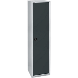 Schäfer Shop Genius Flügeltürenschrank FS, Stahl, mit Belüftungslöchern, B 545 x T 620 x H 1950 mm, 5 OH, Weißalu/Anthrazitgrau, bis 250 kg
