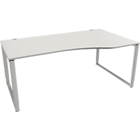 Schäfer Shop  Genius Free-form bureau MODENA FLEX, beugelvoet, handmatig in hoogte verstelbaar, rechter uitsteeksel, B 1800 mm, lichtgrijs 