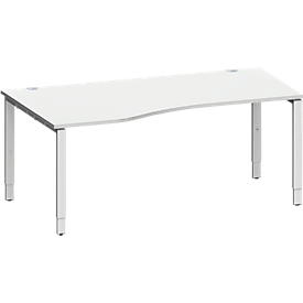 Schäfer Shop Genius free-form desk MODENA FLEX, attachment left, W 1800 mm, light gray
