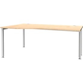 Schäfer Shop Genius Freiformschreibtisch MODENA FLEX, Ansatz links, Ahorn/weißaluminium