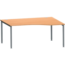 Schäfer Shop Genius Freiformschreibtisch MODENA FLEX, Ansatz links B 1800 mm, ahorn/anthrazit