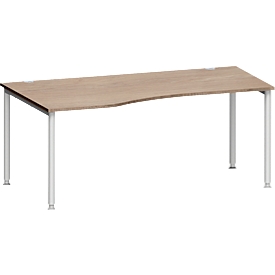 Schäfer Shop Genius Freiformschreibtisch MODENA FLEX, Ansatz links B 1800 mm, Eiche/weißaluminium
