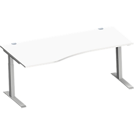 Schäfer Shop Genius Freiformschreibtisch MODENA FLEX, C-Fuß-Rechteckrohr, B 1800 mm, Ansatz links, weiß/weißalu 