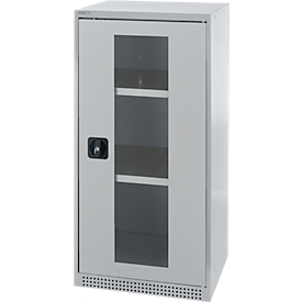 Schäfer Shop Genius FS vitrinekast, staal, met ventilatieopeningen, B 545 x D 430 x H 1105 mm, 3 OH, alu wit/blank aluminium, tot 250 kg