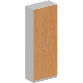 Schäfer Shop Genius Garderobenschrank TETRIS SOLID, 5 Ordnerhöhen, 1 Fachboden, Kleiderstange, abschließbar, B 800 x T 412 x H 2143 mm, weißalu/Buche