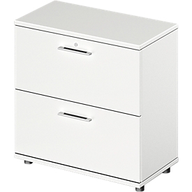 Schäfer Shop Genius Hängeregistraturschrank TETRIS WOOD, 2 OH, B 800 x T 421 x H 800 mm, Höhe inkl. Gleiter, weiss