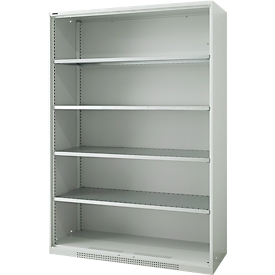 Schäfer Shop Genius heavy duty metal shelf FS, sheet steel, W 1055 x D 620 x H 1950 mm, 5 OH, light grey, up to 1000 kg