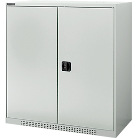 Schäfer Shop Genius hinged door cabinet FS, steel, with ventilation holes, W 1055 x D 420 x H 1105 mm, 3 OH, light gray/light gray, up to 450 kg