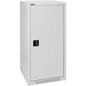 Schäfer Shop Genius hinged door cabinet FS, steel, with ventilation holes, W 545 x D 420 x H 1105 mm, 3 OH, light gray RAL 7035/light gray RAL 7035, up to 250 kg