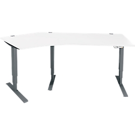 Schäfer Shop Genius hoekbureau AERO FLEX, elektrisch in hoogte verstelbaar, hoek 135° links, B 2165 mm, wit/antraciet + memorypaneel