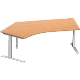 Schäfer Shop Genius hoekbureau MODENA FLEX 135°, aanbouw links, C-voet rechthoekige buis, B 2165 mm, beuken/wit