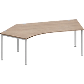 Schäfer Shop Genius hoekbureau MODENA FLEX 135°, aanbouw links, eiken/wit aluminium