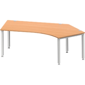 Schäfer Shop Genius hoekbureau MODENA FLEX 135°, aanbouw rechts, 4-poots vierkante buis, B 2165 mm, beuken/wit