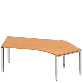 Schäfer Shop Genius hoekbureau MODENA FLEX 135°, aanbouw rechts, B 2165 mm, beuken