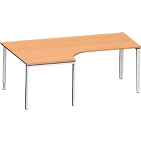 Schäfer Shop Genius hoekbureau MODENA FLEX 90°, aanbouw links, B 2000 mm, beuk