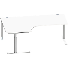Schäfer Shop Genius hoekbureau MODENA FLEX 90°, bevestiging links, C-voet ronde buis, B 2000 mm, wit/wit