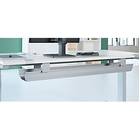 Schäfer Shop Genius Kabelkanal für Tischbreite 800 mm, abklappbar, Stahl, weissaluminium, B 500 mm