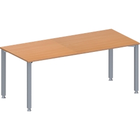 Schäfer Shop Genius Konferenztisch MODENA FLEX, Rechteck, 4-Fuß Quadratrohr, B 1800 x T 800 x H 720-840 mm, Buche/weißaluminium RAL 9006