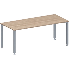 Schäfer Shop Genius Konferenztisch MODENA FLEX, Rechteck, 4-Fuß Quadratrohr, B 1800 x T 800 x H 720-840 mm, Eiche-Dekor/weißaluminium RAL 9006