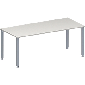 Schäfer Shop Genius Konferenztisch MODENA FLEX, Rechteck, 4-Fuß Quadratrohr, B 1800 x T 800 x H 720-840 mm, lichtgrau/weißaluminium RAL 9006 
