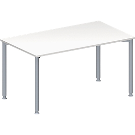 Schäfer Shop Genius Konferenztisch MODENA FLEX, Rechteck, 4-Fuß Rundrohr, B 1400 x T 800 x H 720-840 mm, weiß/weißaluminium RAL 9006