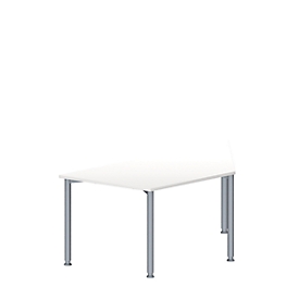 Schäfer Shop Genius Konferenztisch MODENA FLEX, Trapez, 4-Fuß Rundrohr, B 1600 x T 800 x H 720-840 mm, weiß/weißaluminium RAL 9006
