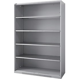 Schäfer Shop Genius legbordkast voor zware goederen  FS,, plaatstaal, B 1055 x D 620 x H 1950 mm, 5 OH, wit aluminium, tot 1000 kg