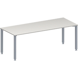 Schäfer Shop Genius Meeting table MODENA FLEX, height adjustable, rectangular shape, 4 square tubular legs, W 2000 x D 800 mm, light gray