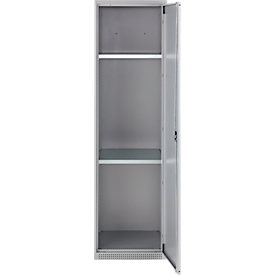 Schäfer Shop Genius Mehrzweckschrank FS, modular, individuell erweiterbar, 2 Fachböden, bis 250 kg, B 545 x T 520 x H 1950 mm, Stahl, weissaluminium/weissaluminium
