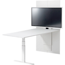 Schäfer Shop Genius Mesa de reuniones HV Basic, ajustable en altura eléctr. 2 niveles, sin monitor,  An 1800, blanco