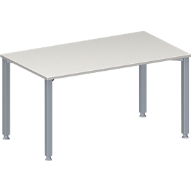 Schäfer Shop Genius Mesa de reuniones MODENA FLEX, ajustable en altura, forma rectangular, 4 patas de tubo cuadrado, An 1400 x P 800 mm, gris luminoso