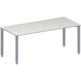 Schäfer Shop Genius Mesa de reuniones MODENA FLEX, ajustable en altura, forma rectangular, 4 patas de tubo cuadrado, An 1800 x P 800 mm, gris luminoso