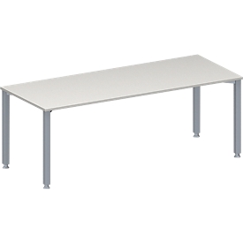 Schäfer Shop Genius Mesa de reuniones MODENA FLEX, ajustable en altura, forma rectangular, 4 patas de tubo cuadrado, An 2000 x P 800 mm, gris luminoso