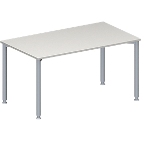 Schäfer Shop Genius Mesa de reuniones MODENA FLEX, ajustable en altura, forma rectangular, 4 patas de tubo redondo, An 1400 x P 800 mm, gris luminoso