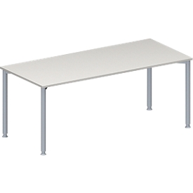 Schäfer Shop Genius Mesa de reuniones MODENA FLEX, ajustable en altura, forma rectangular, 4 patas de tubo redondo, An 1800 x P 800 mm, gris luminoso