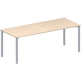 Schäfer Shop Genius Mesa de reuniones MODENA FLEX, ajustable en altura, forma rectangular, 4 patas de tubo redondo, An 2000 x P 800 mm, acabado en arce