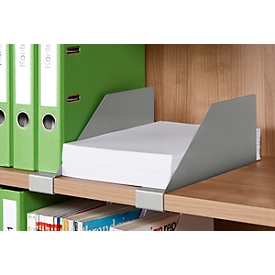 Schäfer Shop Genius Metal shelf divider for shelves and cupboards TETRIS WOOD, white aluminium, 1 pc.