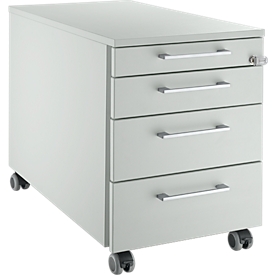 Schäfer Shop Genius mobile pedestal 1233, square handles, W 435 x H 577 mm, light gray/light gray/light gray