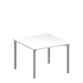 Schäfer Shop  Genius MODENA FLEX aanbouwtafel, hoogte verstelbaar, vierkant, 4-poots ronde buis, B 1000 x D 1000 mm, wit 
