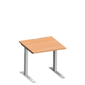 Schäfer Shop Genius MODENA FLEX bureau, C-poot rechthoekige buis, B 800 x D 800 mm, beuken/wit aluminium