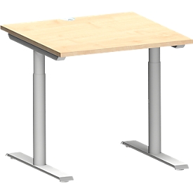 Schäfer Shop Genius MODENA FLEX bureau, T-poot ronde buis, B 800 x D 800 mm, ahorn/wit aluminium