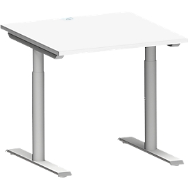 Schäfer Shop Genius MODENA FLEX bureau, T-poot ronde buis, B 800 x D 800 mm, wit/wit aluminium