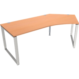 Schäfer Shop Genius MODENA FLEX escritorio angular, 135°, pata de soporte, fijación a la derecha, de B, 2165 mm de ancho, acabado haya