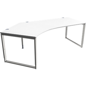 Schäfer Shop Genius MODENA FLEX escritorio angular, 135°, pie de soporte, fijación a la izquierda, de B, 2165 mm de ancho, blanco