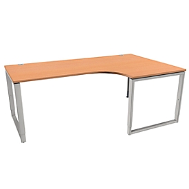 Schäfer Shop Genius MODENA FLEX escritorio angular, 90°, pata de arco, fijación derecha, ancho 2000 mm, decoración haya