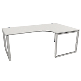 Schäfer Shop Genius MODENA FLEX escritorio angular, 90°, pie de soporte, fijación derecha, ancho 2000 mm, gris claro