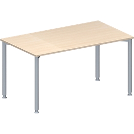 Schäfer Shop Genius MODENA FLEX meeting table, height-adjustable, rectangular shape, 4 round tubular legs, W 1400 x D 800 mm, maple finish