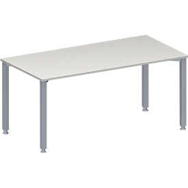 Schäfer Shop Genius MODENA FLEX meeting table, height adjustable, rectangular shape, 4 square tubular legs, W 1600 x D 800 mm, without connection frame, light grey