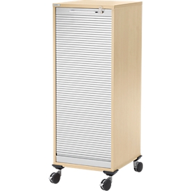 Schäfer Shop Genius Multimobil, B 450 x T 500 x H 1220 mm, Kunststoffrollladen, mit Rollen, abschließbar, Ahorn