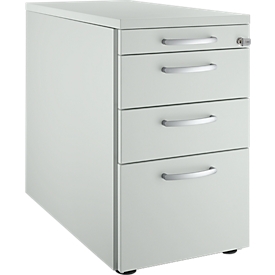 Schäfer Shop Genius pedestal 1336, with handle round, W 435 x H 717 mm, light gray/light gray/light gray